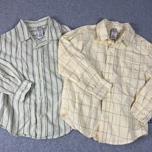 Vintage Gymboree Button Up Shirts Boys 5 Years 100% Cotton Lot 2 Long Sleeve Y2K